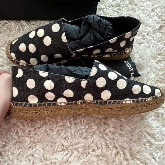 NEW IN BOX Authentic Yves Saint Laurent Embroidered Polka Dot Espadrilles - Picture 9 of 11